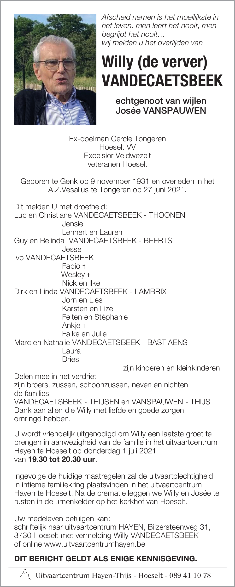 Willy VANDECAETSBEEK