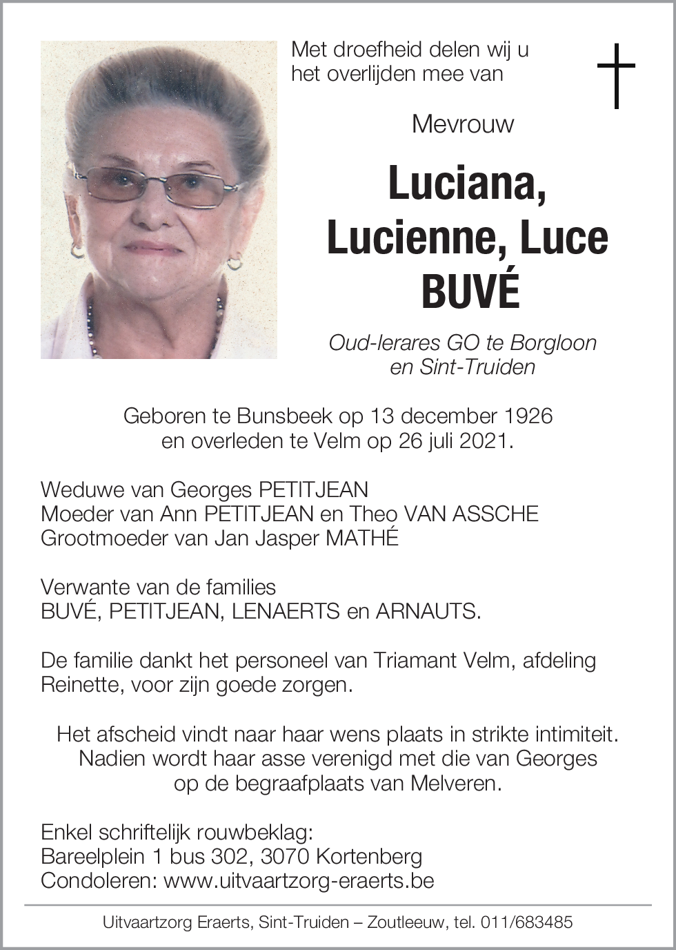 Luciana, Lucienne, Luce Buvé