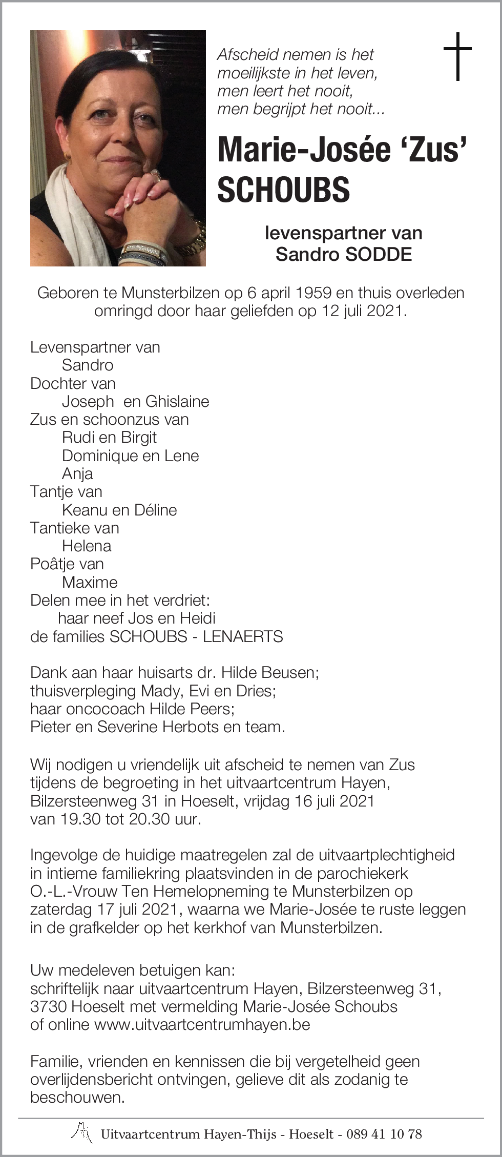 Marie-Josée  ‘Zus’ SCHOUBS