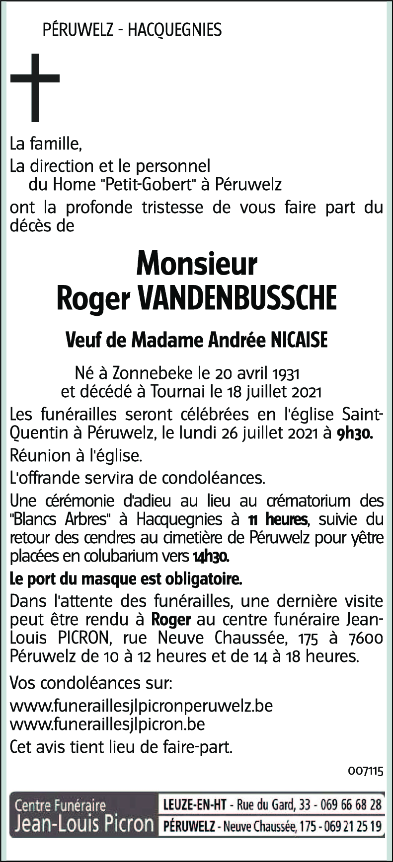 Roger VANDENBUSSCHE