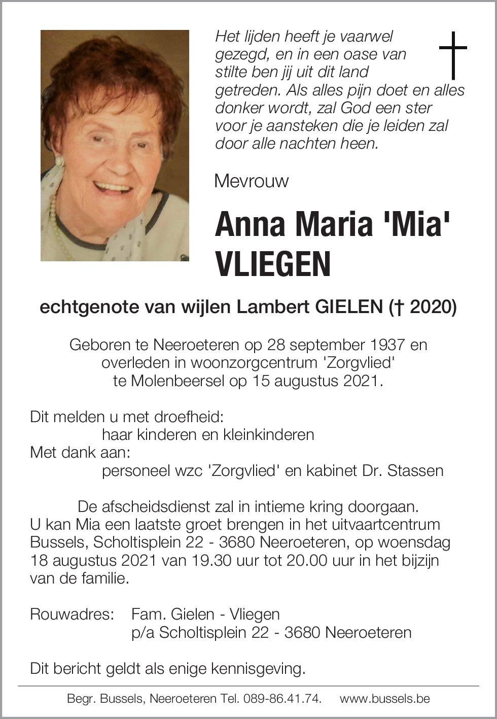 Anna Maria 'Mia' VLIEGEN