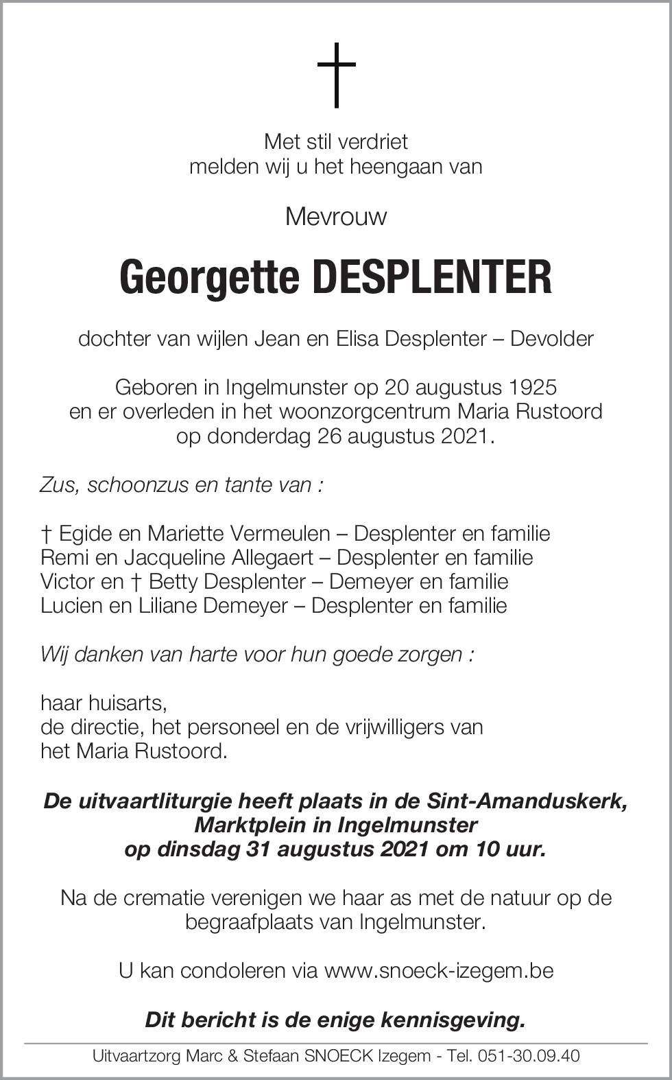 Georgette DESPLENTER