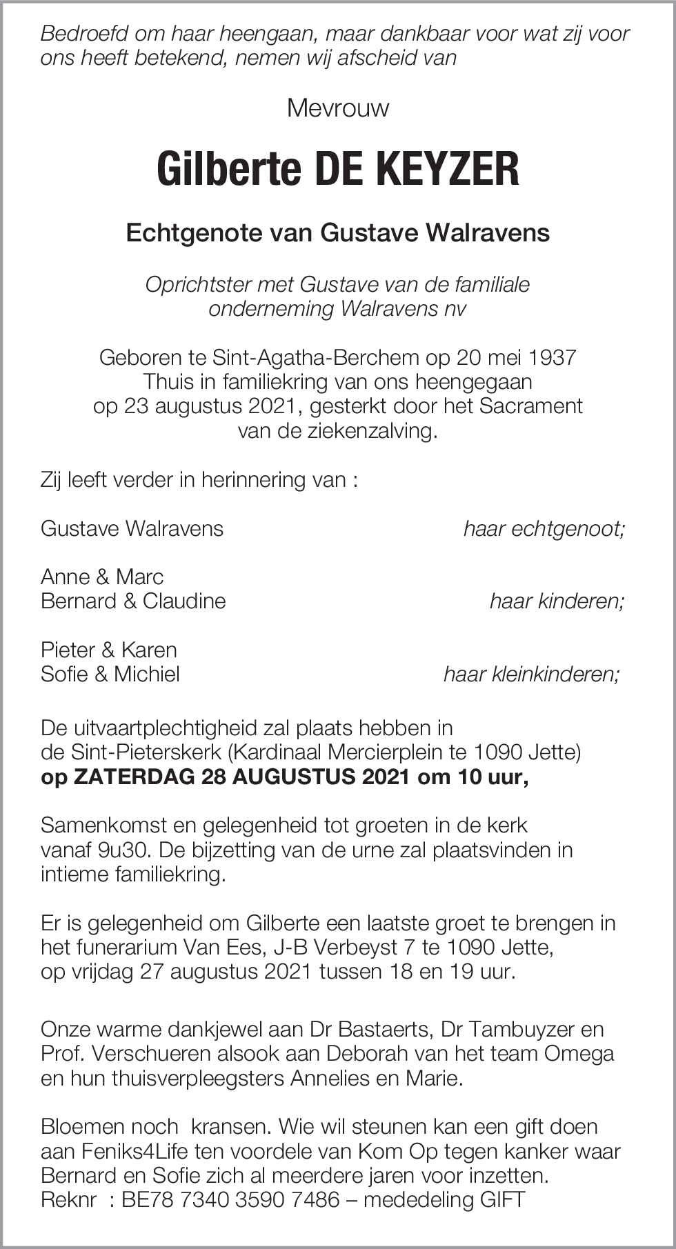 Gilberte DE KEYZER