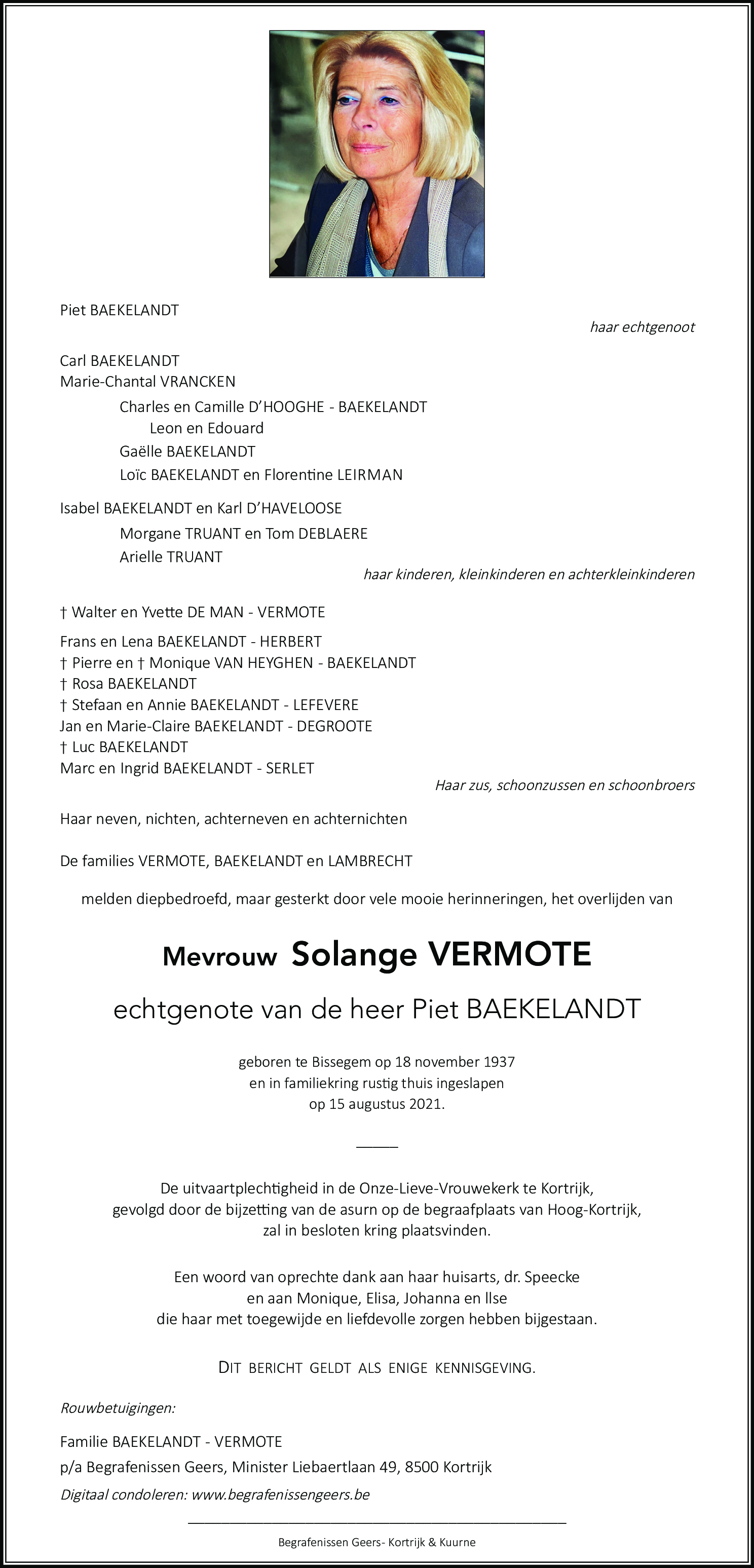 Solange Baekelandt - Vermote