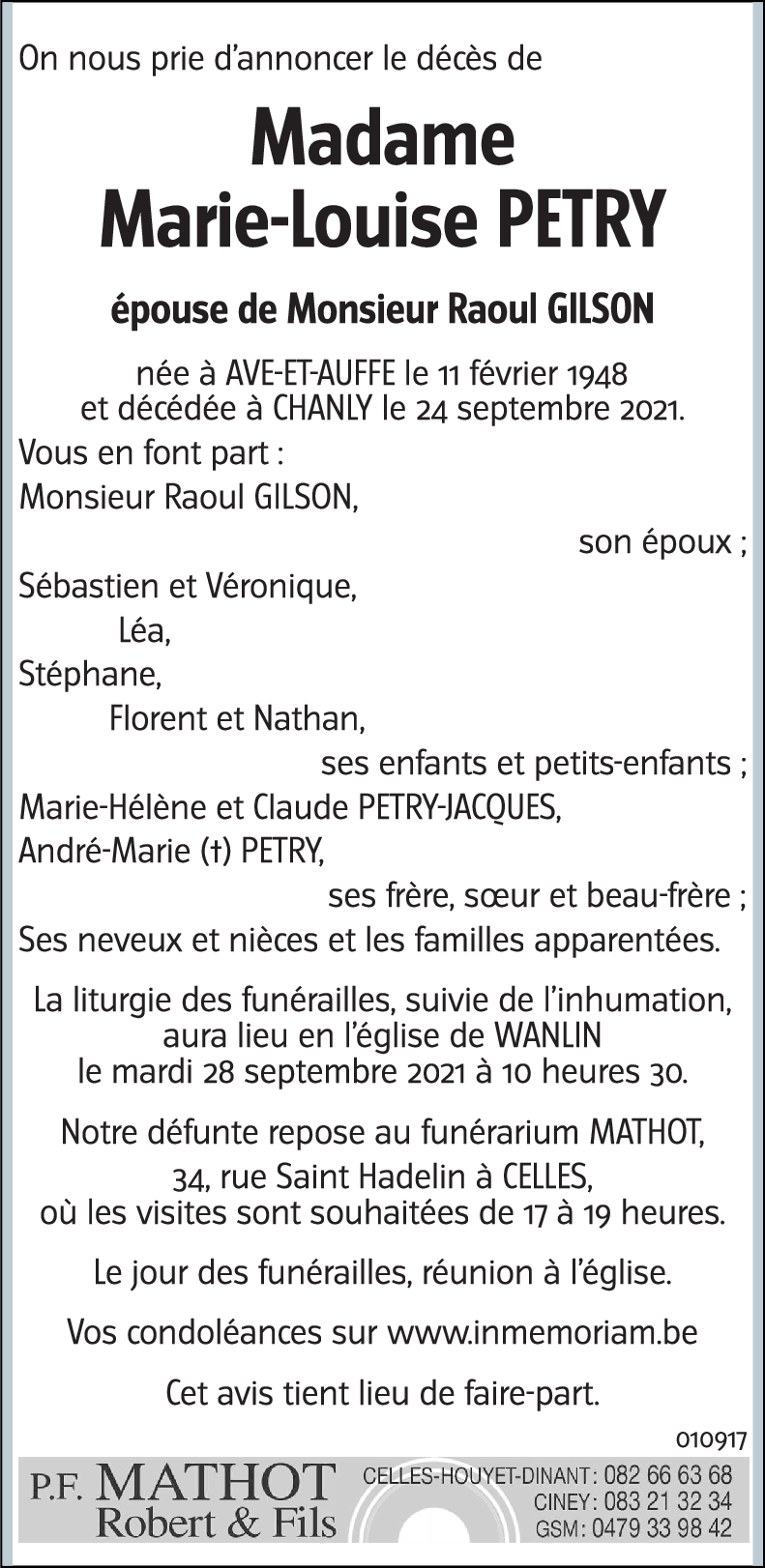 Marie-louise PETRY