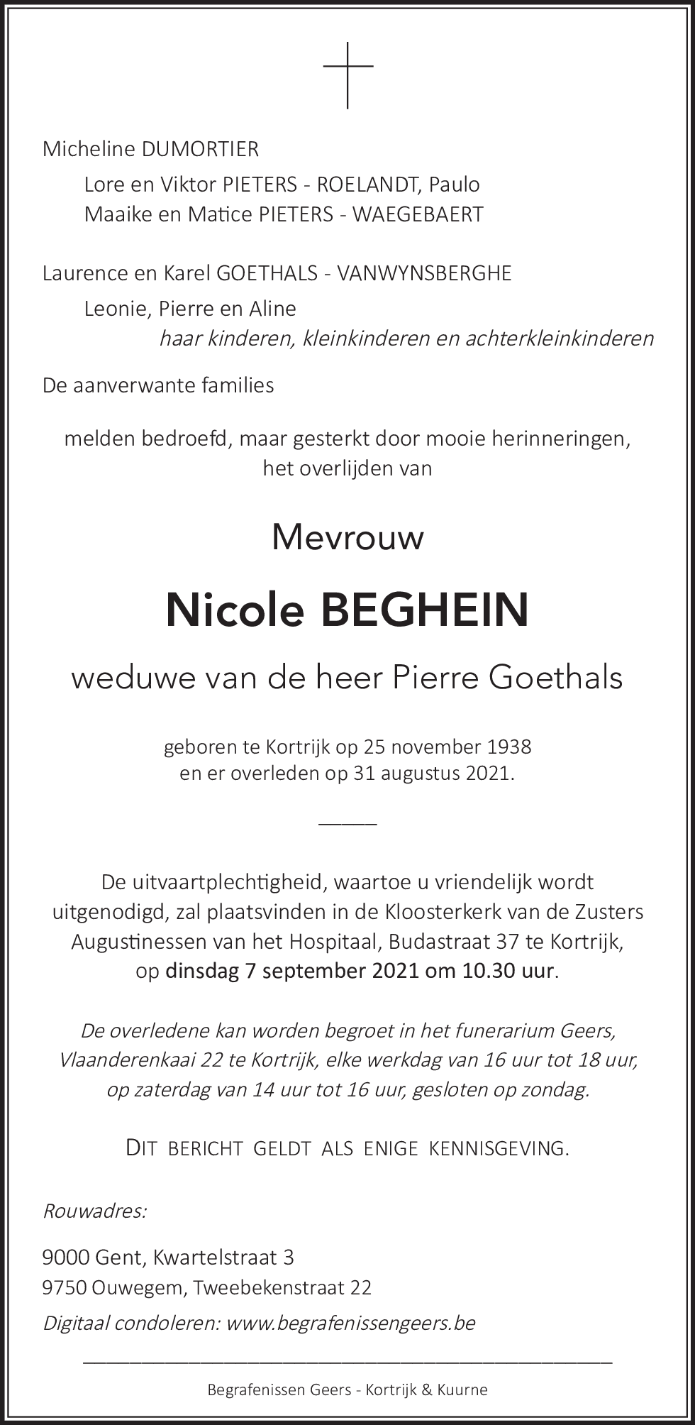 Nicole Goethals - Beghein