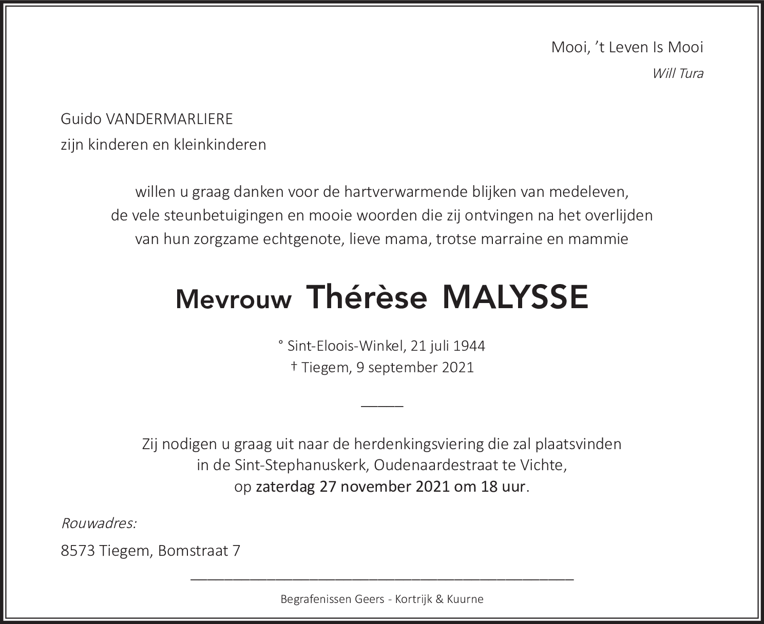 Thérèse Vandermarliere - Malysse