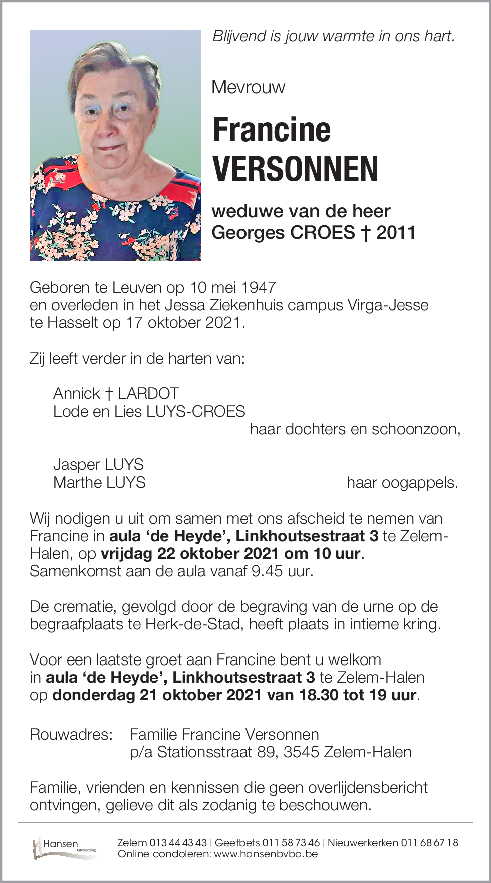 Francine VERSONNEN
