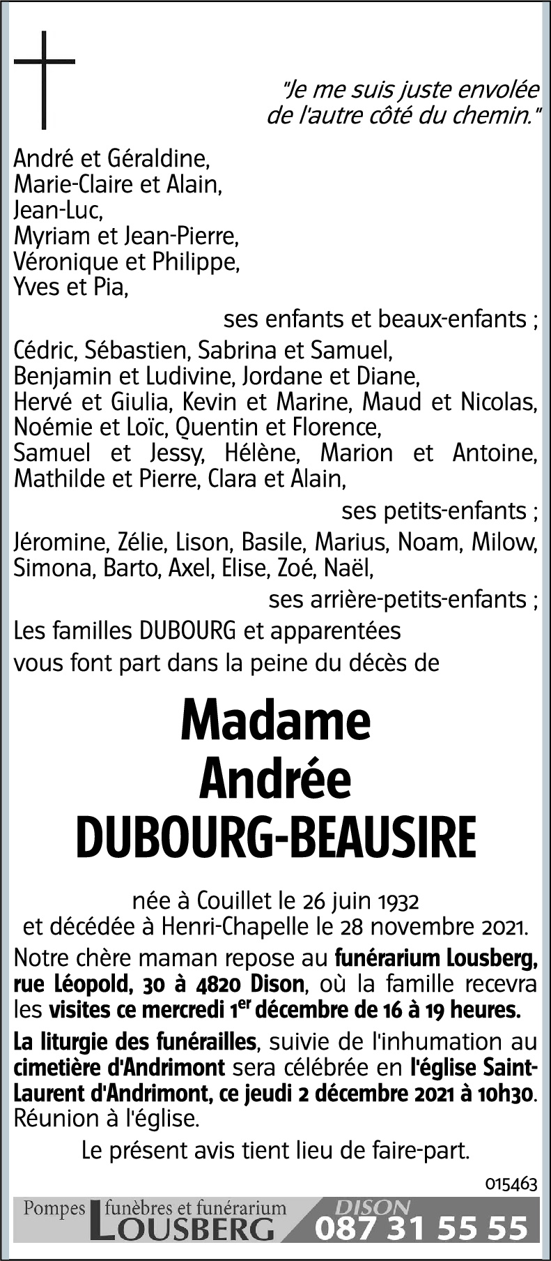 Andrée DUBOURG-BEAUSIRE