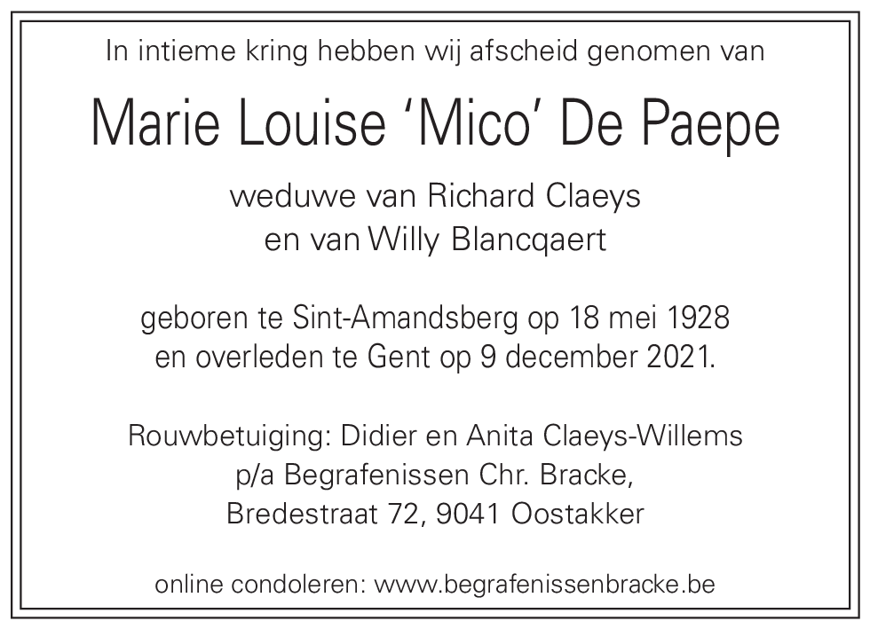Marie Louise De Paepe