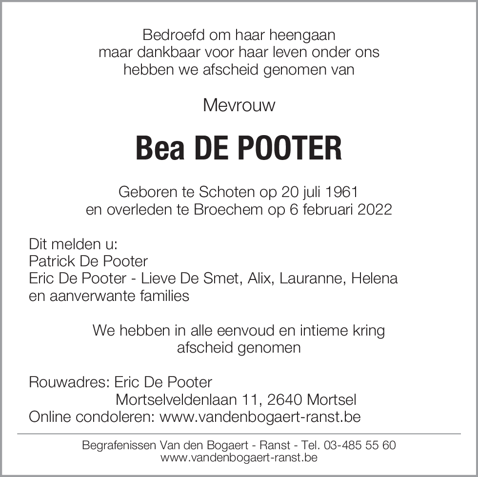 Bea De Pooter
