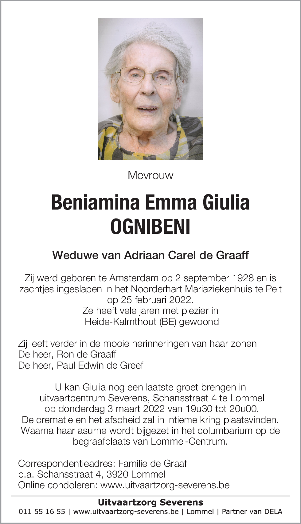 Beniamina Emma Giulia Ognibeni