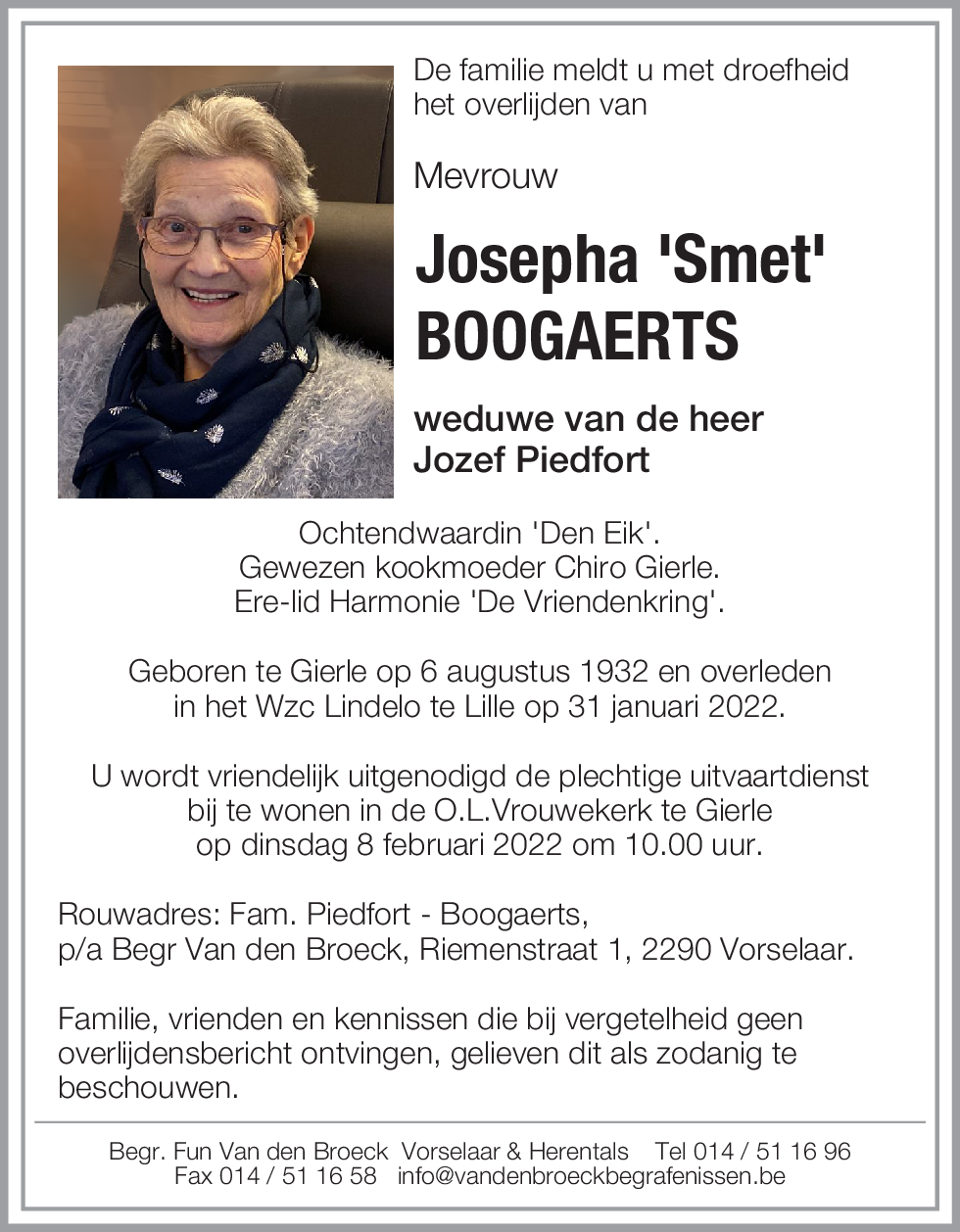 Josepha 'Smet' Boogaerts