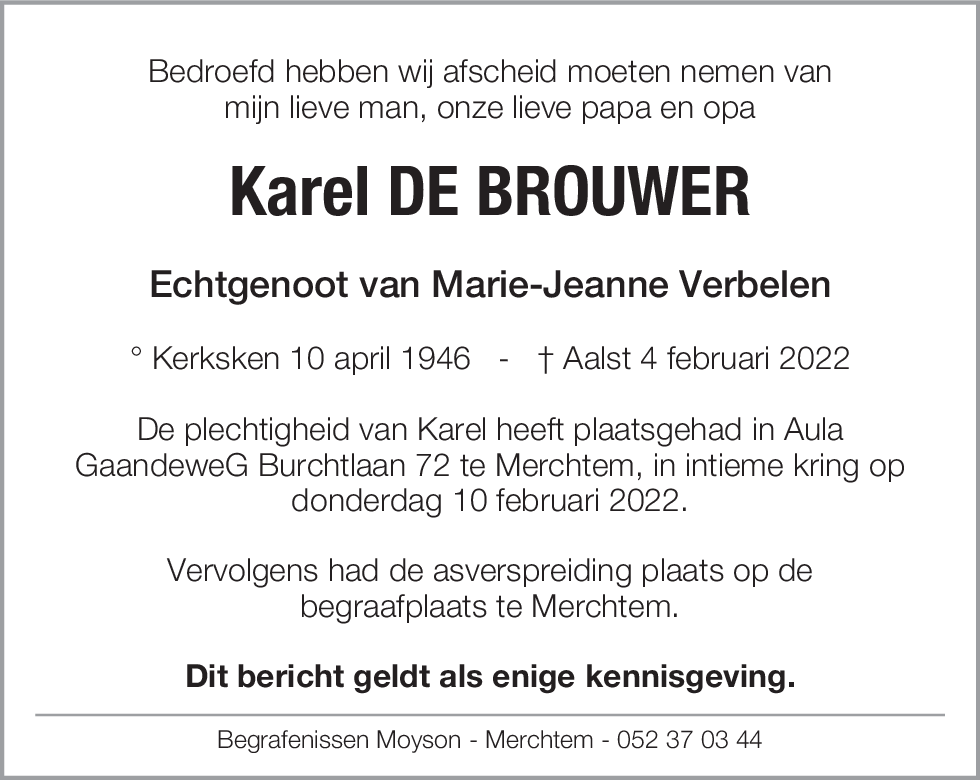 Karel DE Brouwer