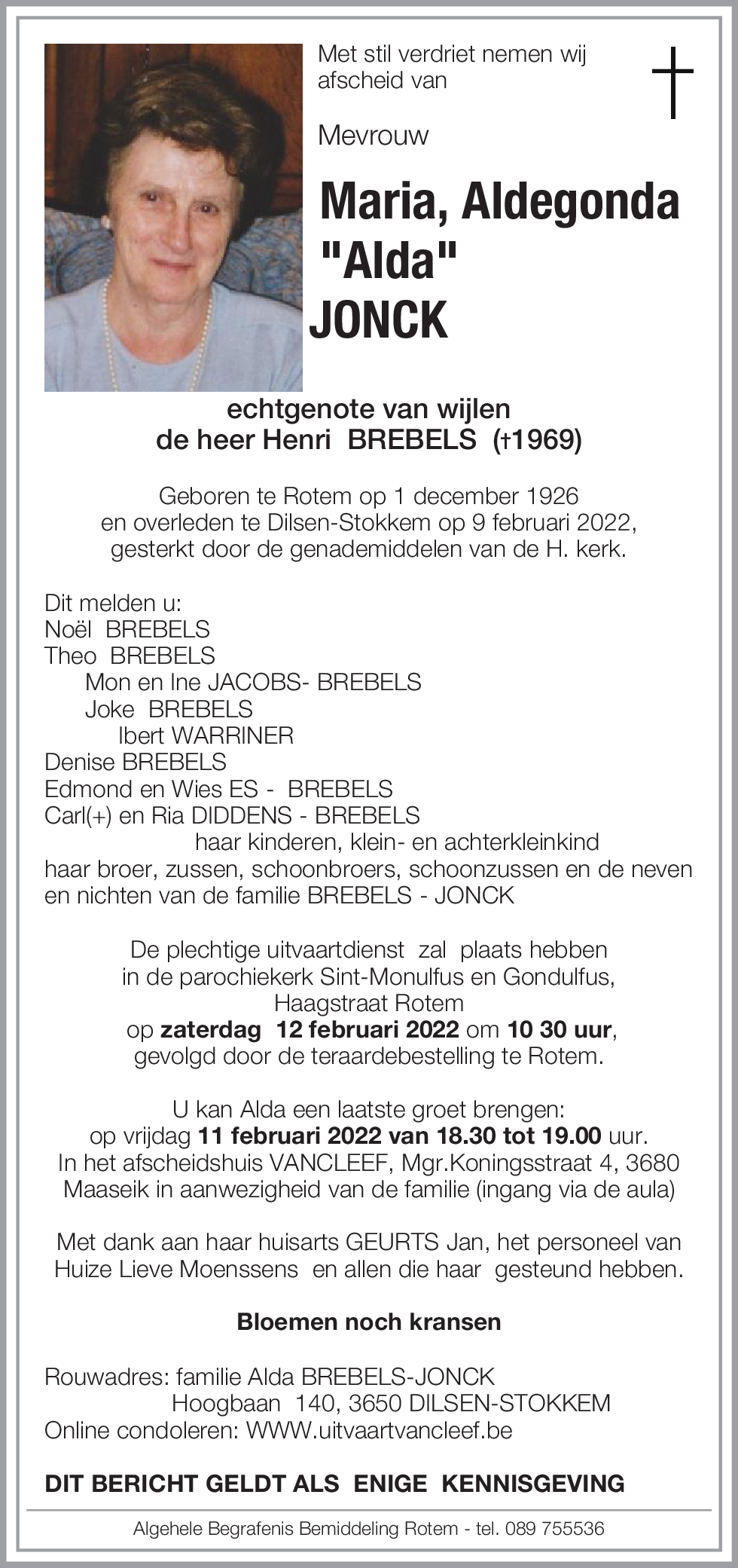 Maria Aldegonda JONCK