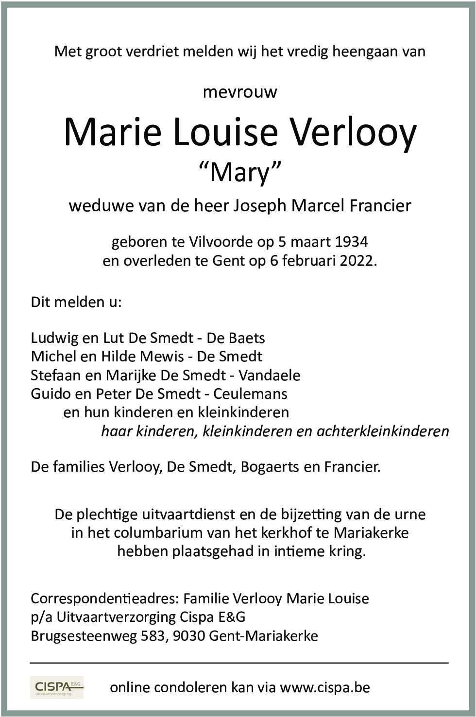 Marie Louise Verlooy
