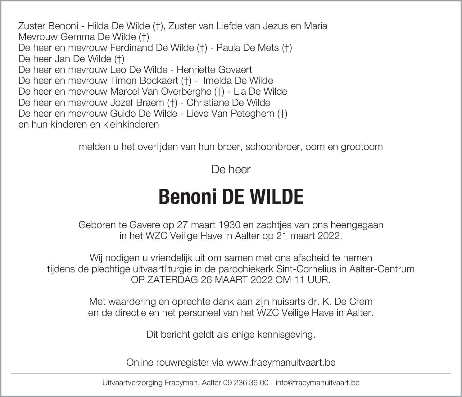 Benoni De Wilde