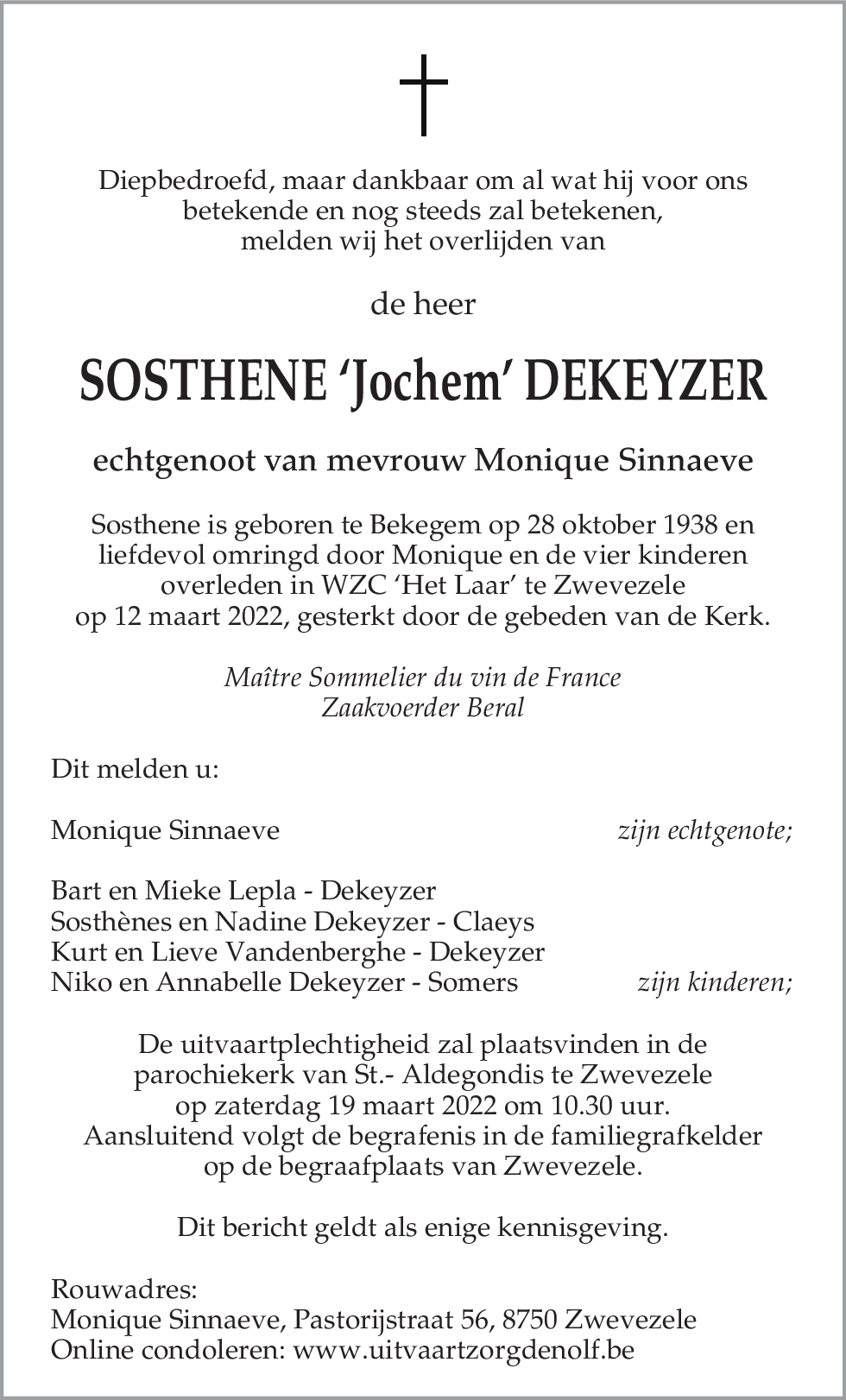 Dekeyzer Sosthene