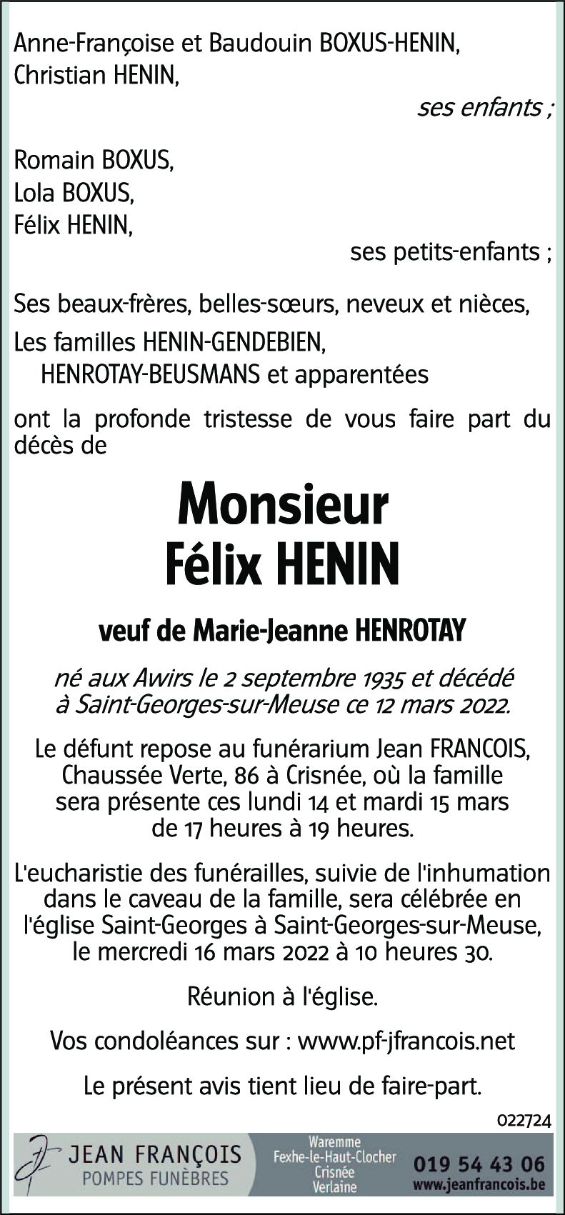 Félix HENIN