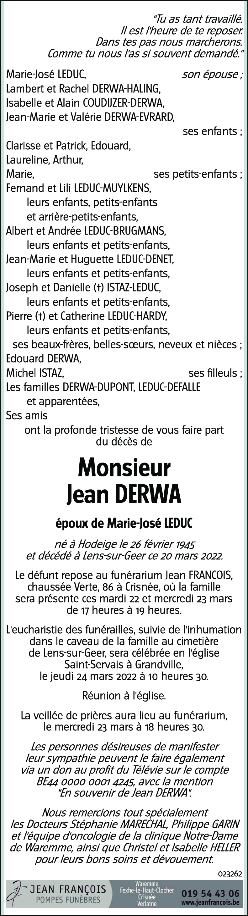 Jean DERWA