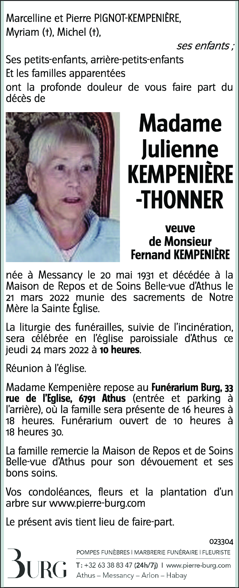 Julienne KEMPENIÈRE-THONNER