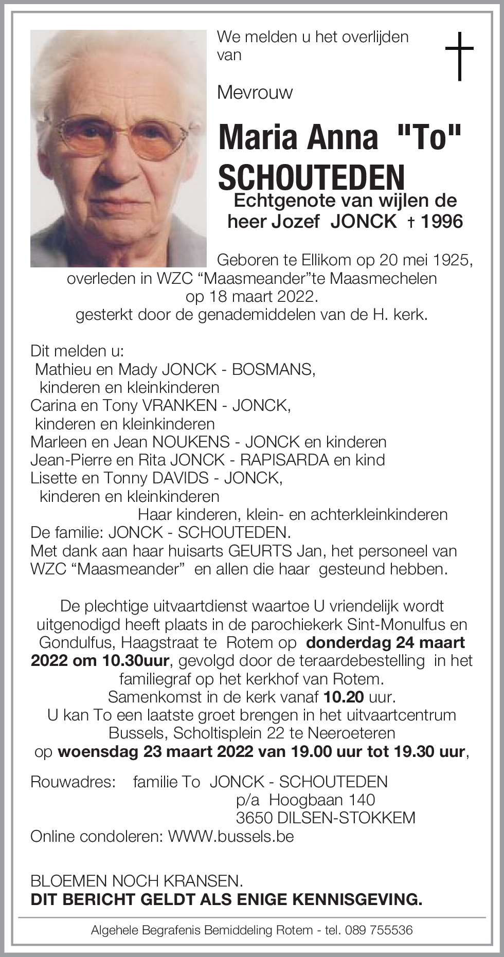 Maria Anna Catharina SCHOUTEDEN
