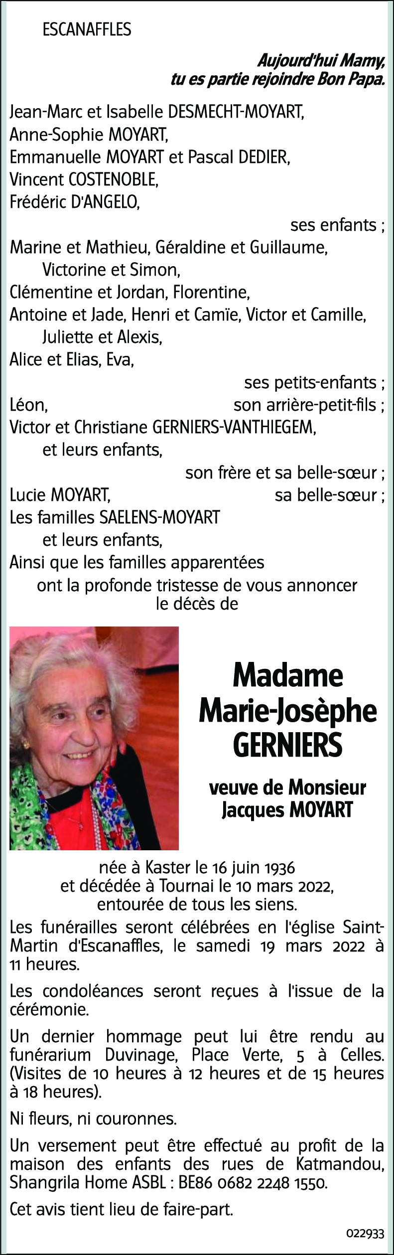 Marie-Josèphe GERNIERS