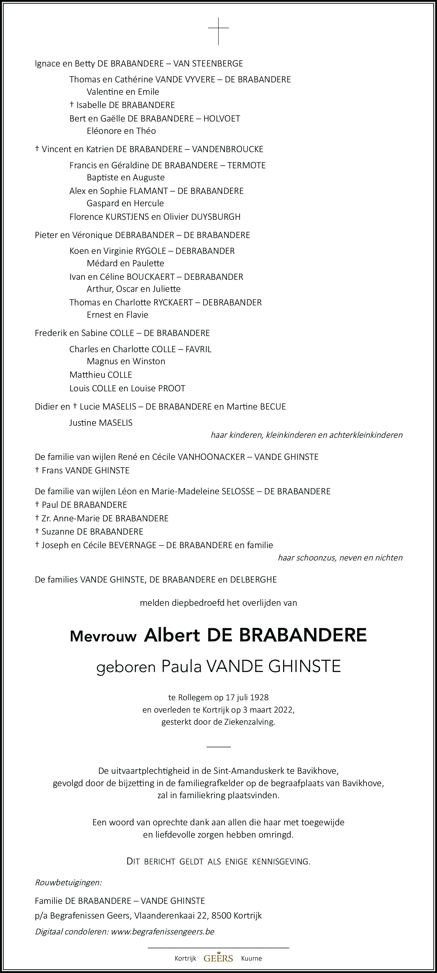 Paula De Brabandere - Vande Ghinstee