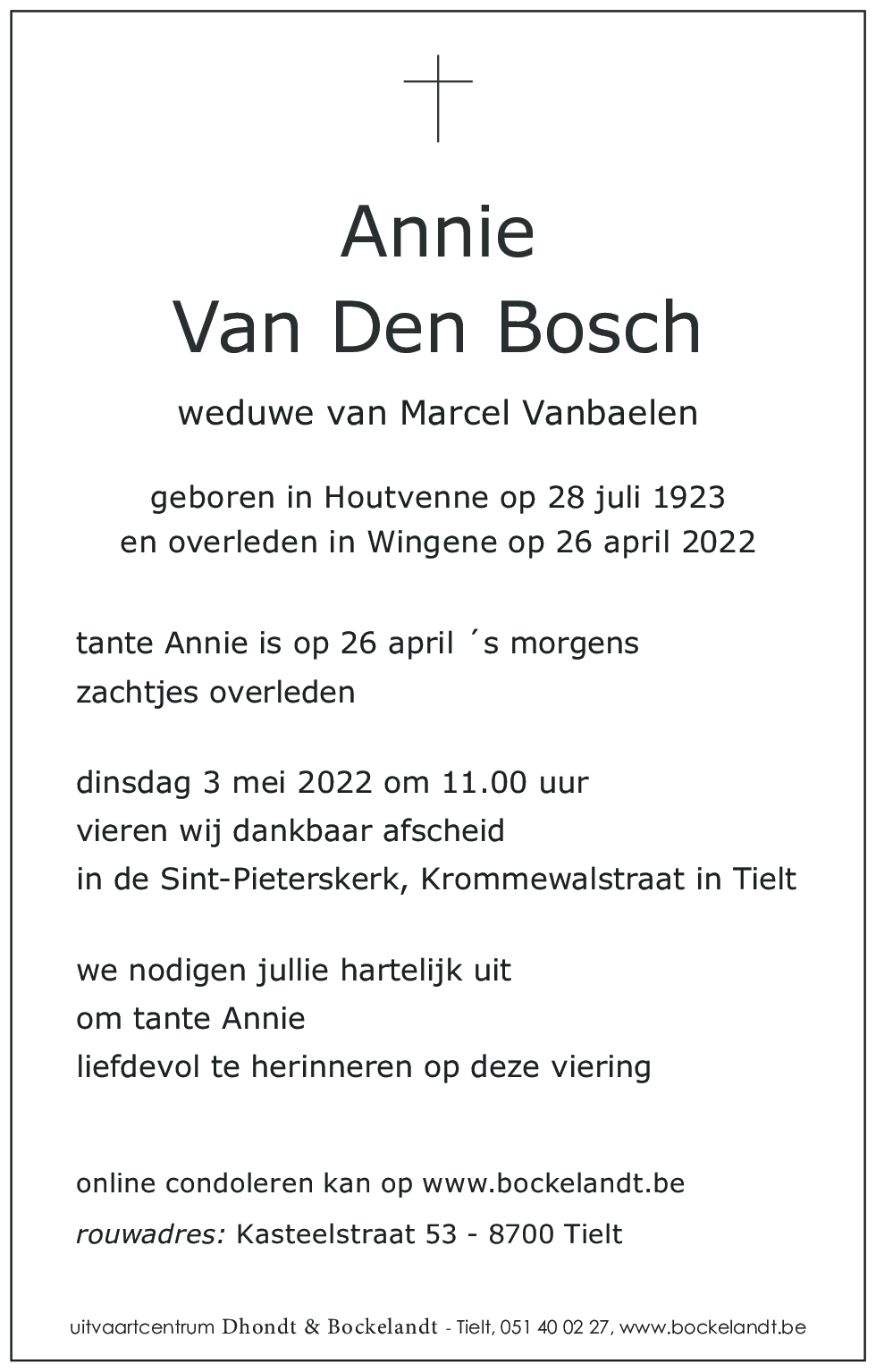 Annie Van Den Bosch