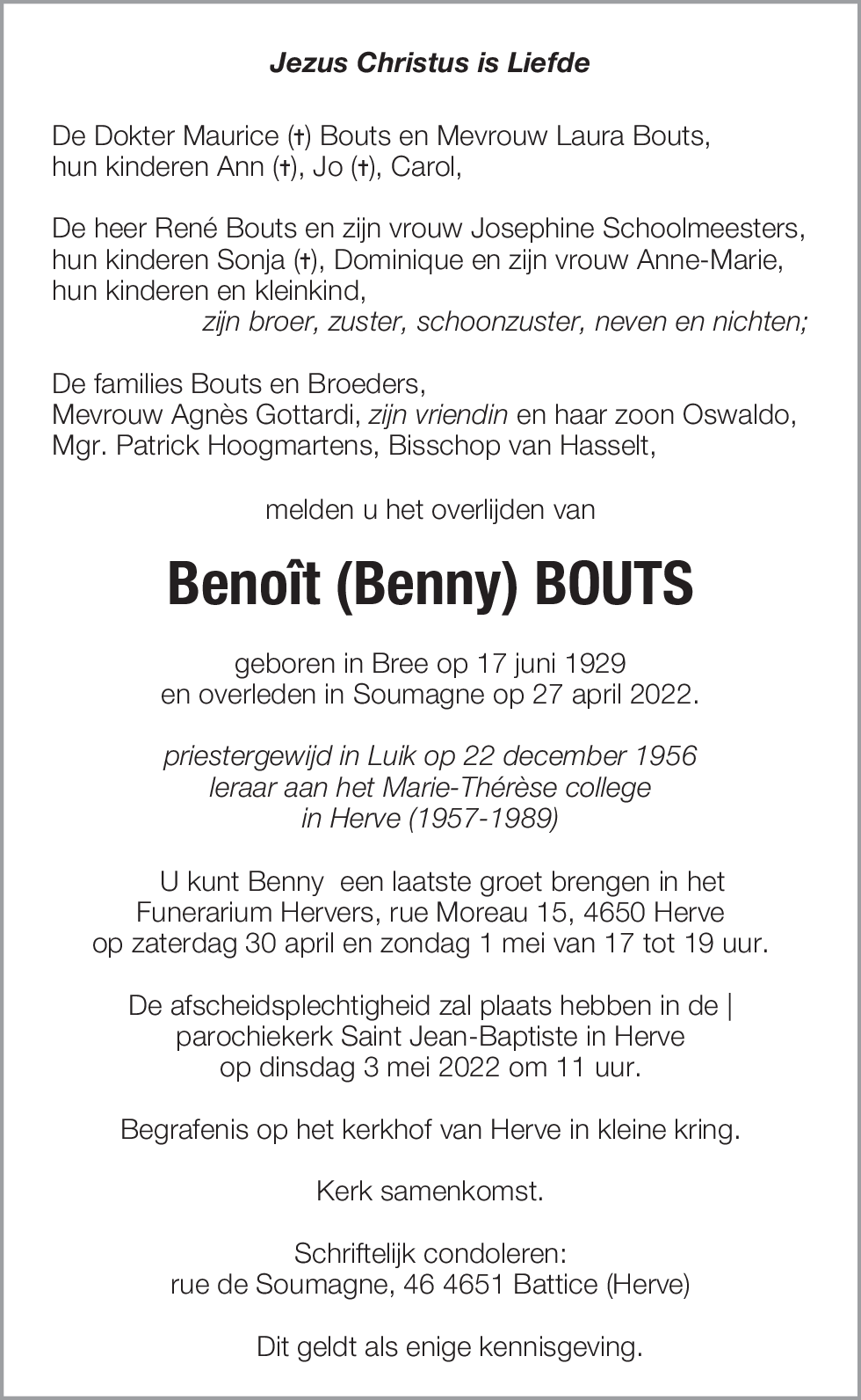 Benoît (Benny) Bouts