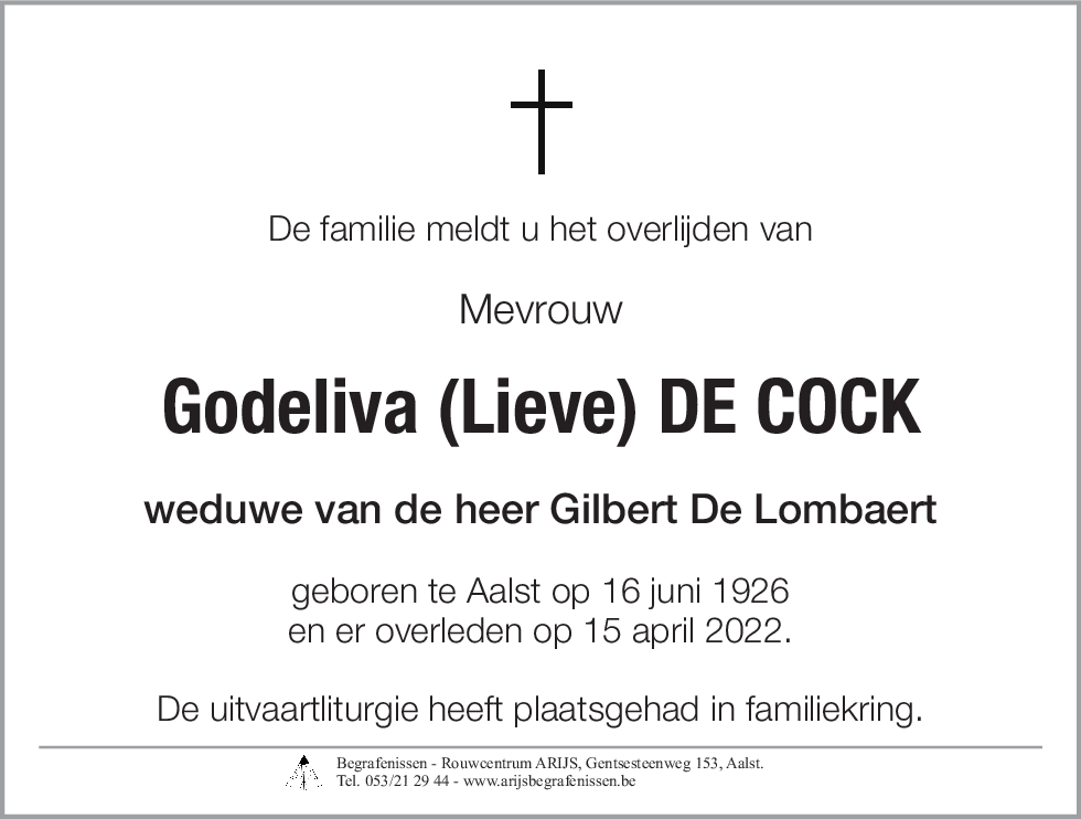 Godeliva (Lieve) De Cock