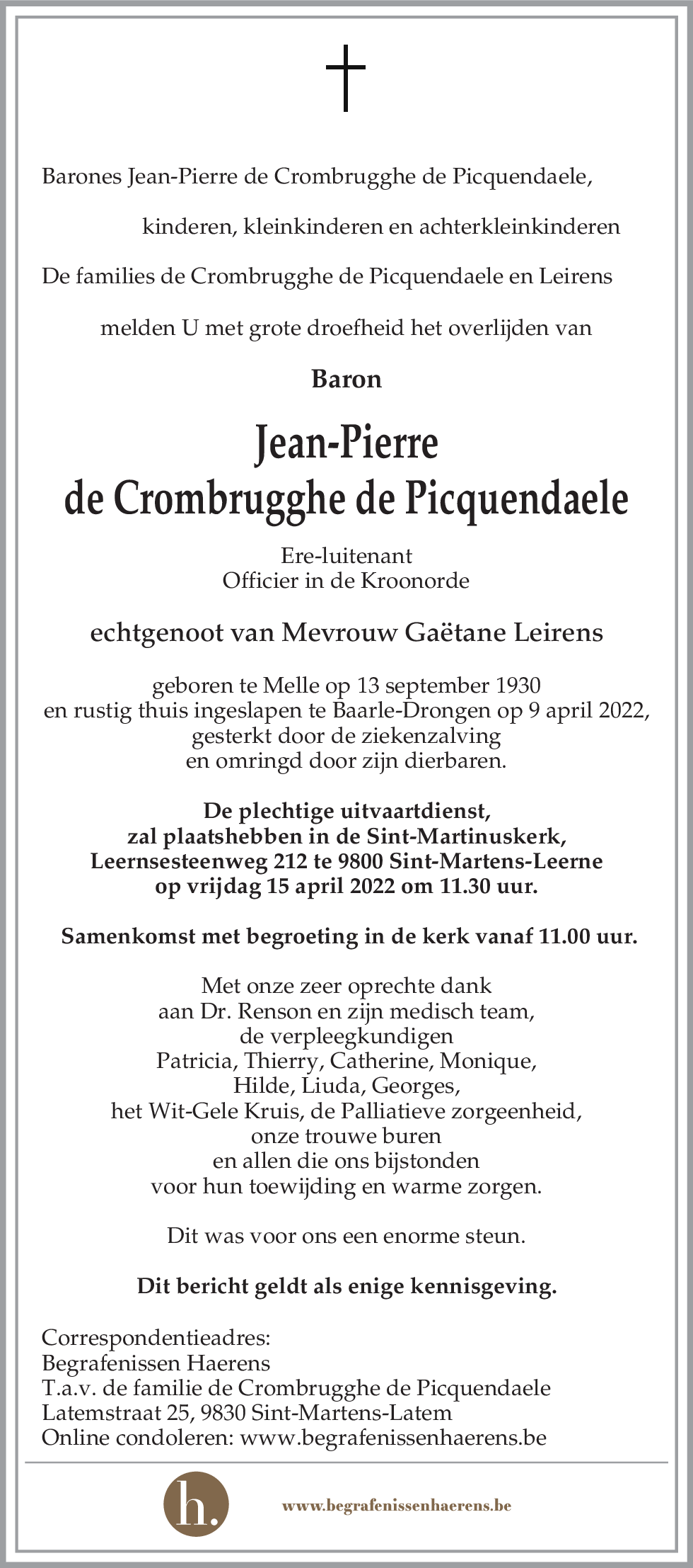 Jean-Pierre de Crombrugghe de Picquendaele