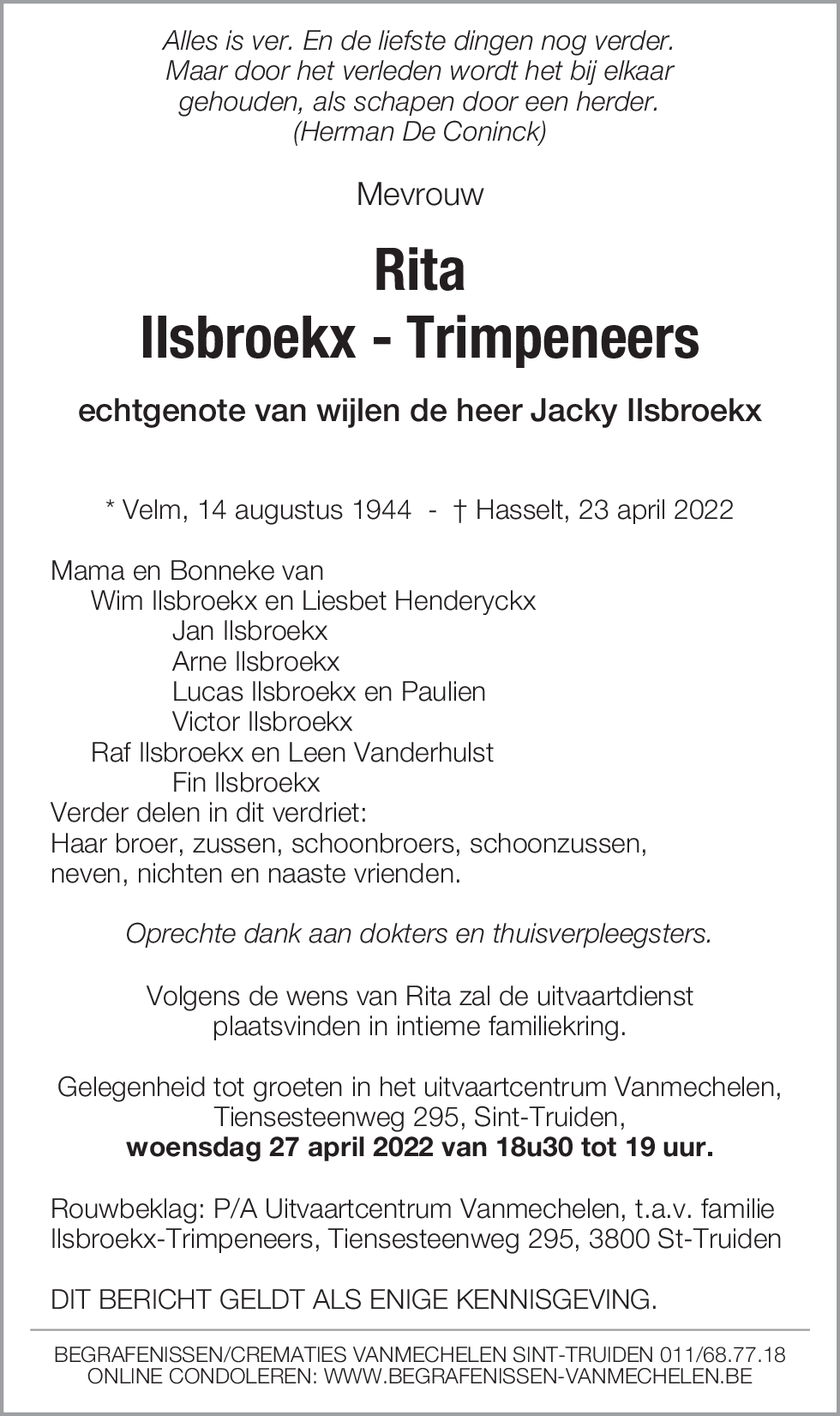 Rita Ilsbroekx-Trimpeneers