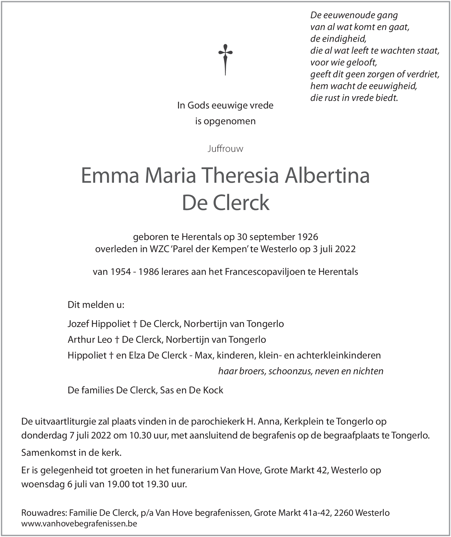 Emma Maria Theresia Albertina De Clerck
