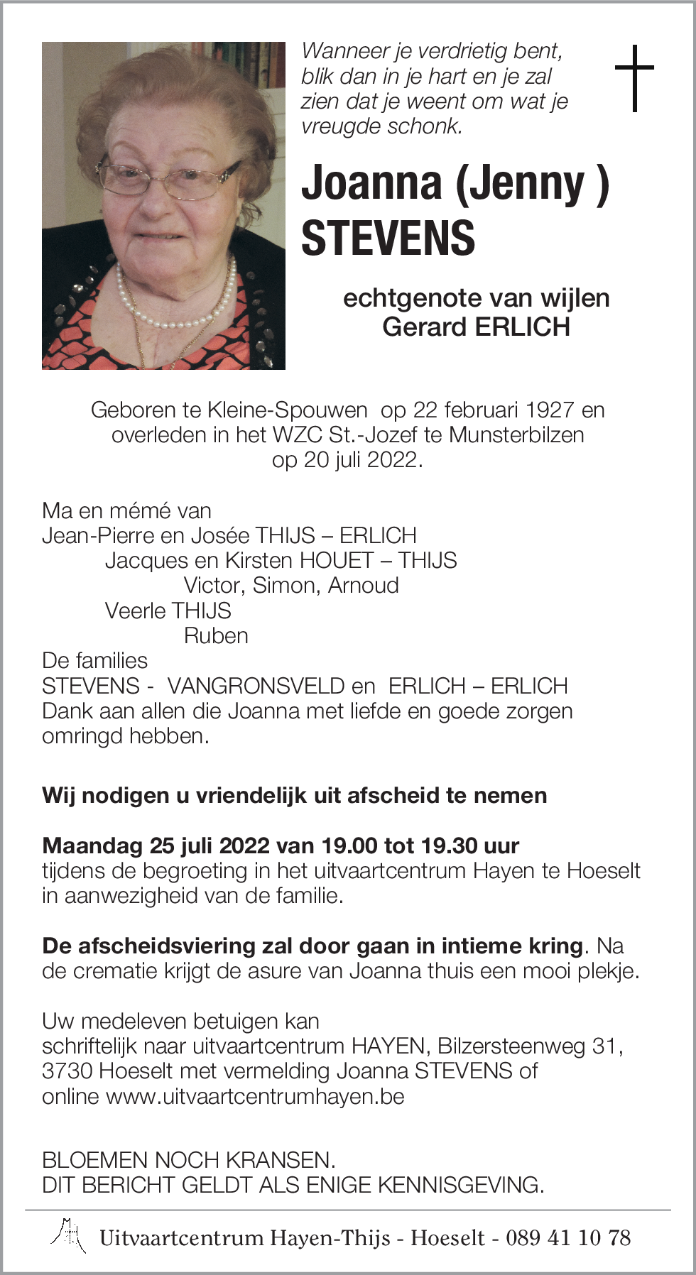 Joanna (Jenny ) STEVENS