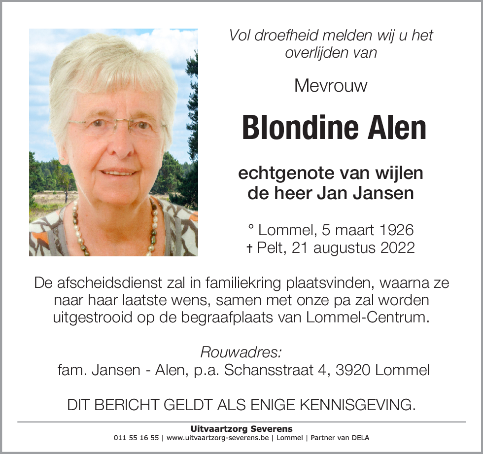 Blondine Alen