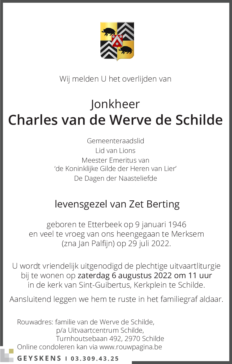 Charles Bernard van de Werve de Schilde