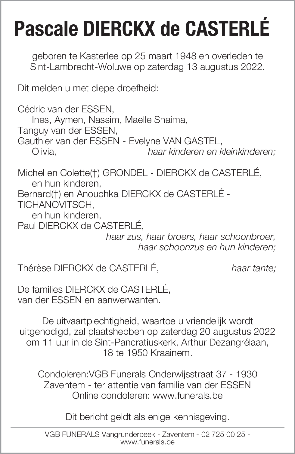 Pascale DIERCKX de CASTERLÉ