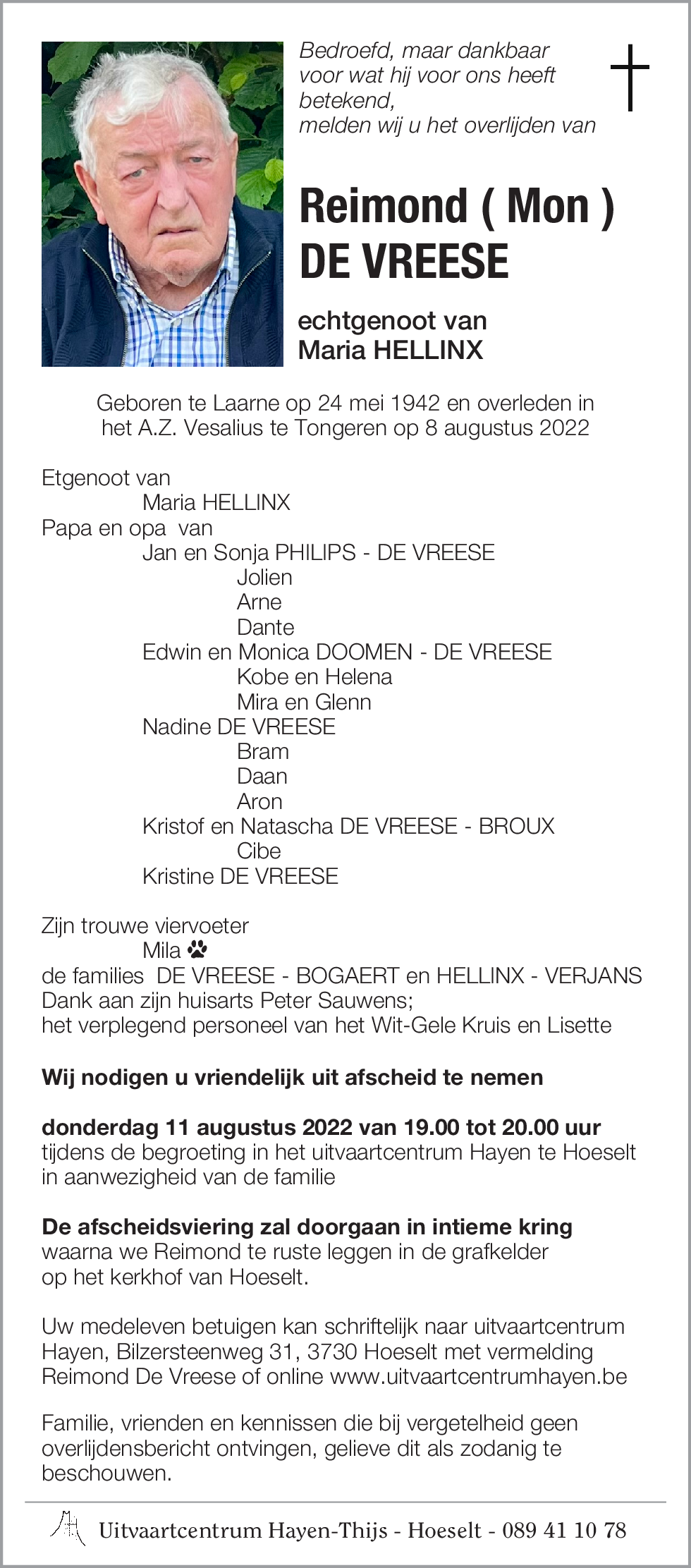 Reimond ( Mon ) DE VREESE