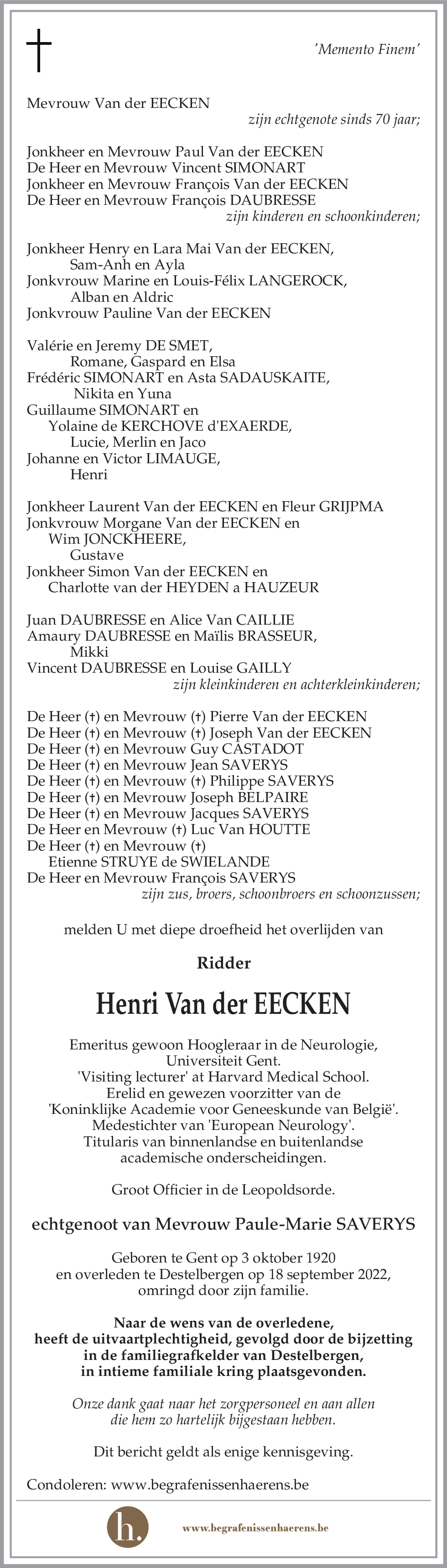 Henri VAN der EECKEN