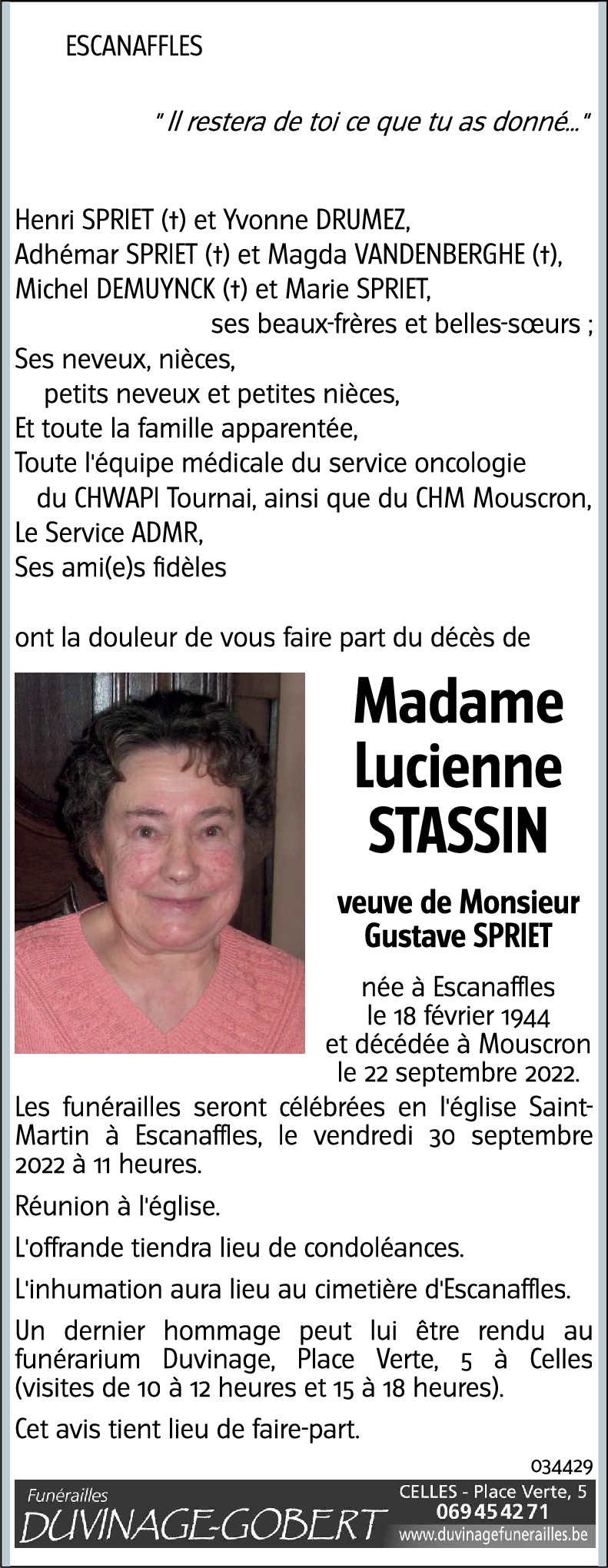 Lucienne STASSIN