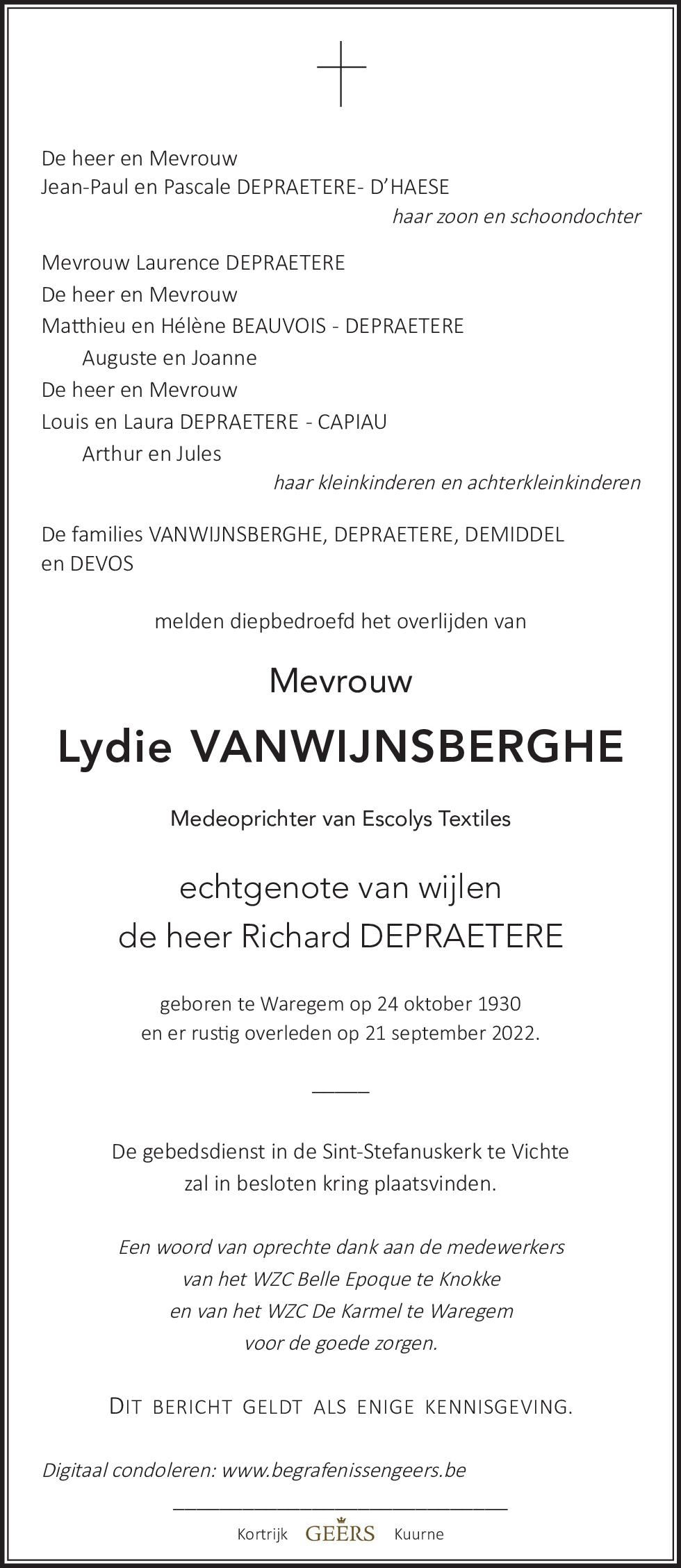 Lydie Depraetere - Vanwijnsberghe