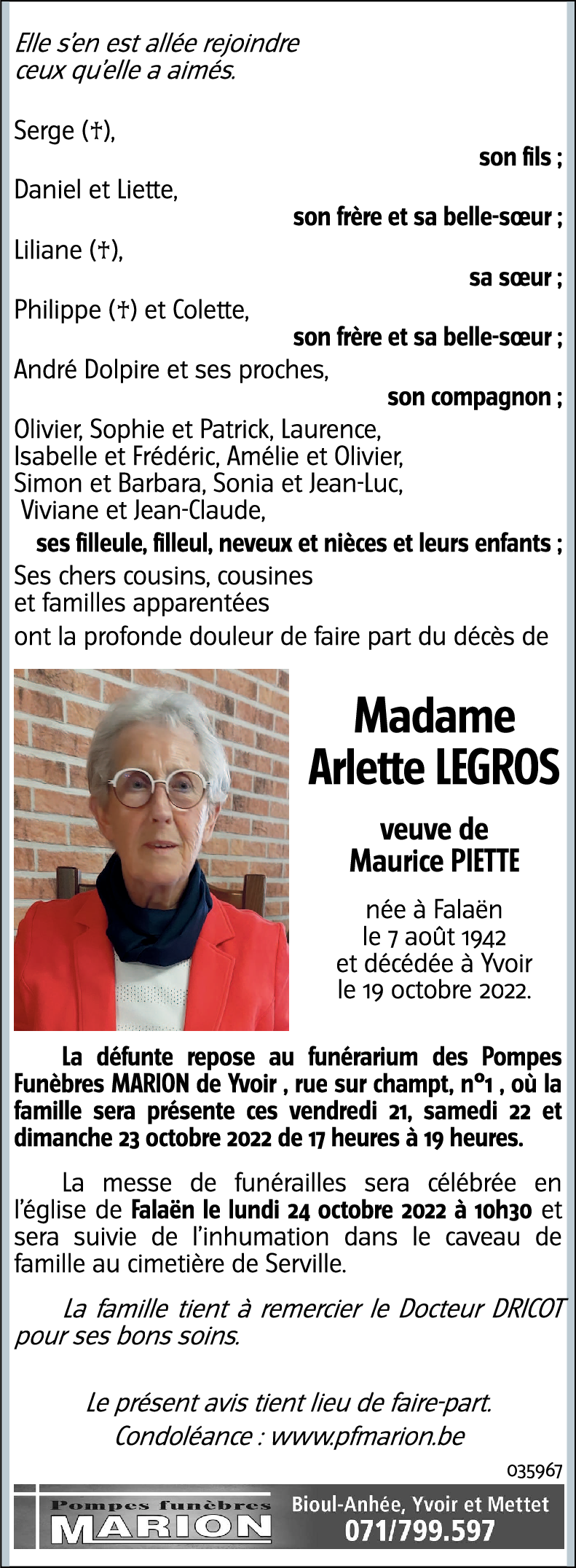 Arlette LEGROS