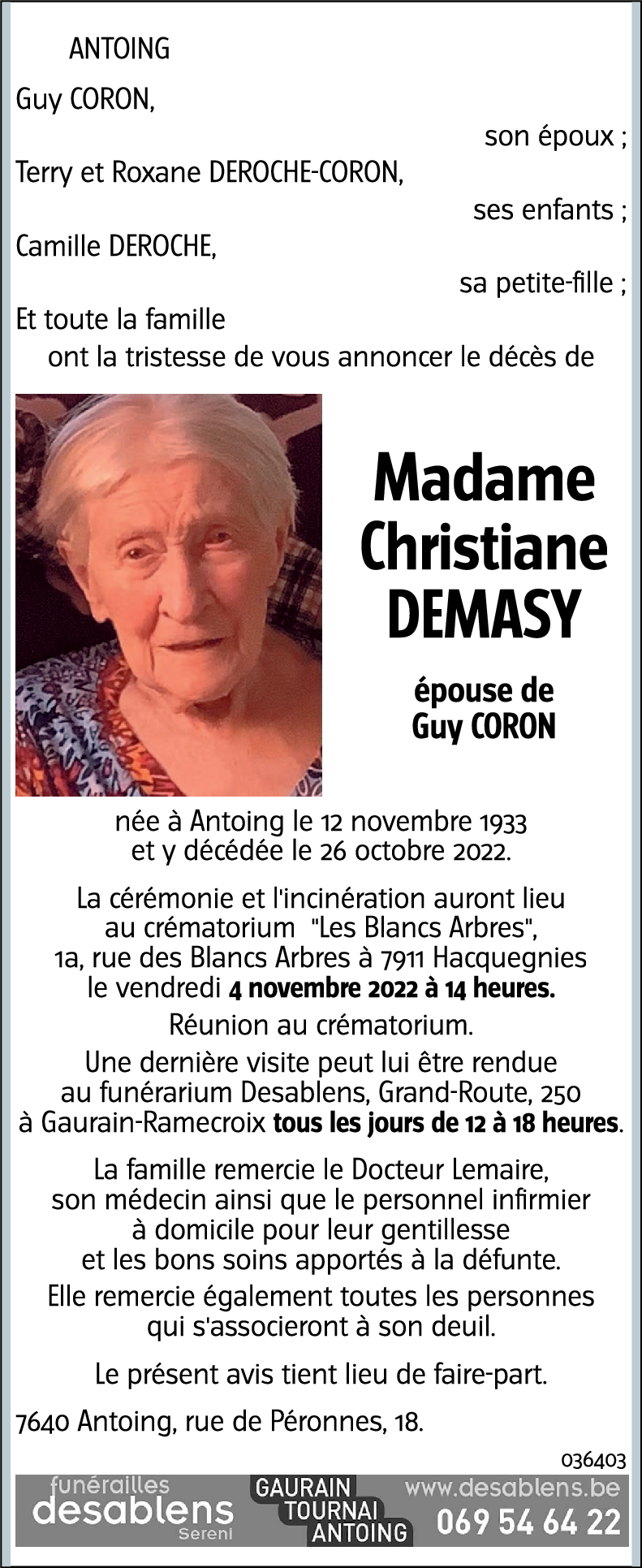 Christiane DEMASY