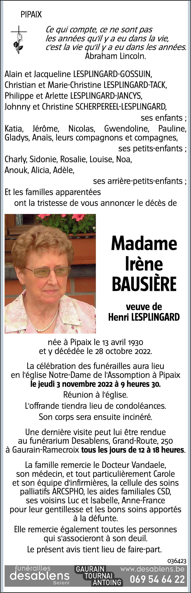 Irène BAUSIÈRE