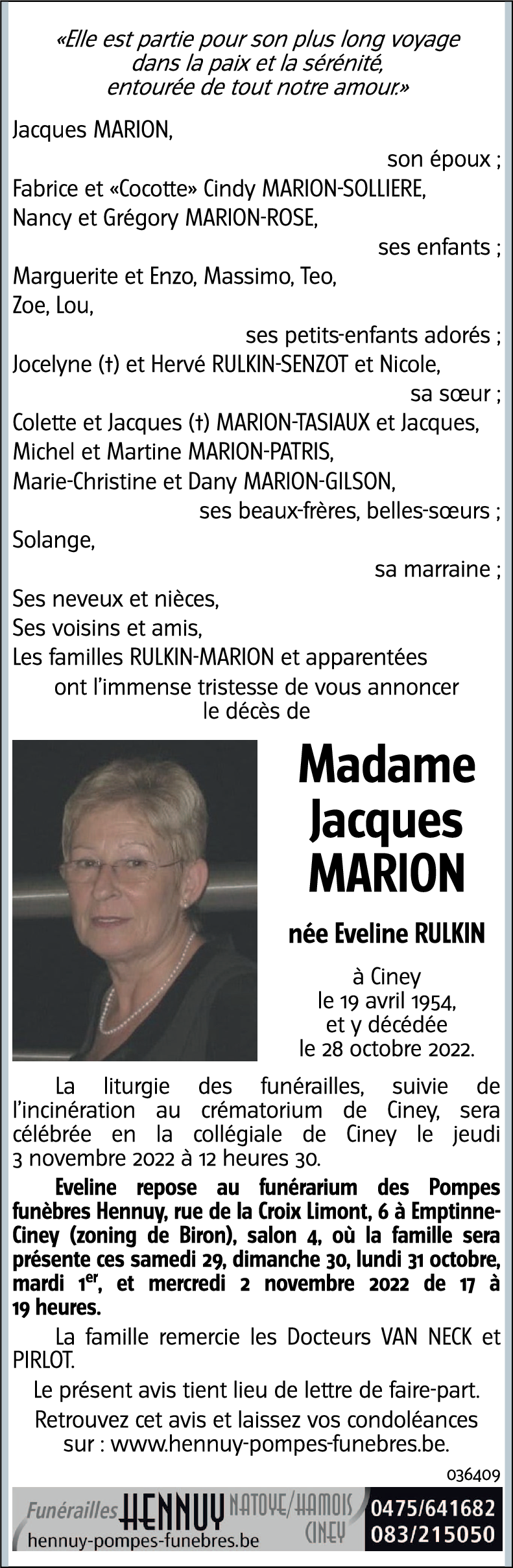 Madame Jacques MARION