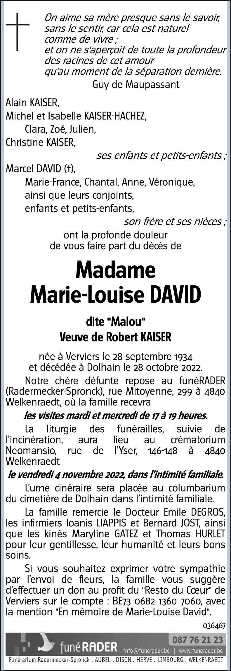 Marie-Louise DAVID