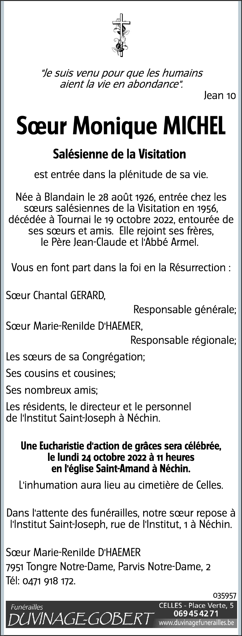 Soeur Monique MICHEL