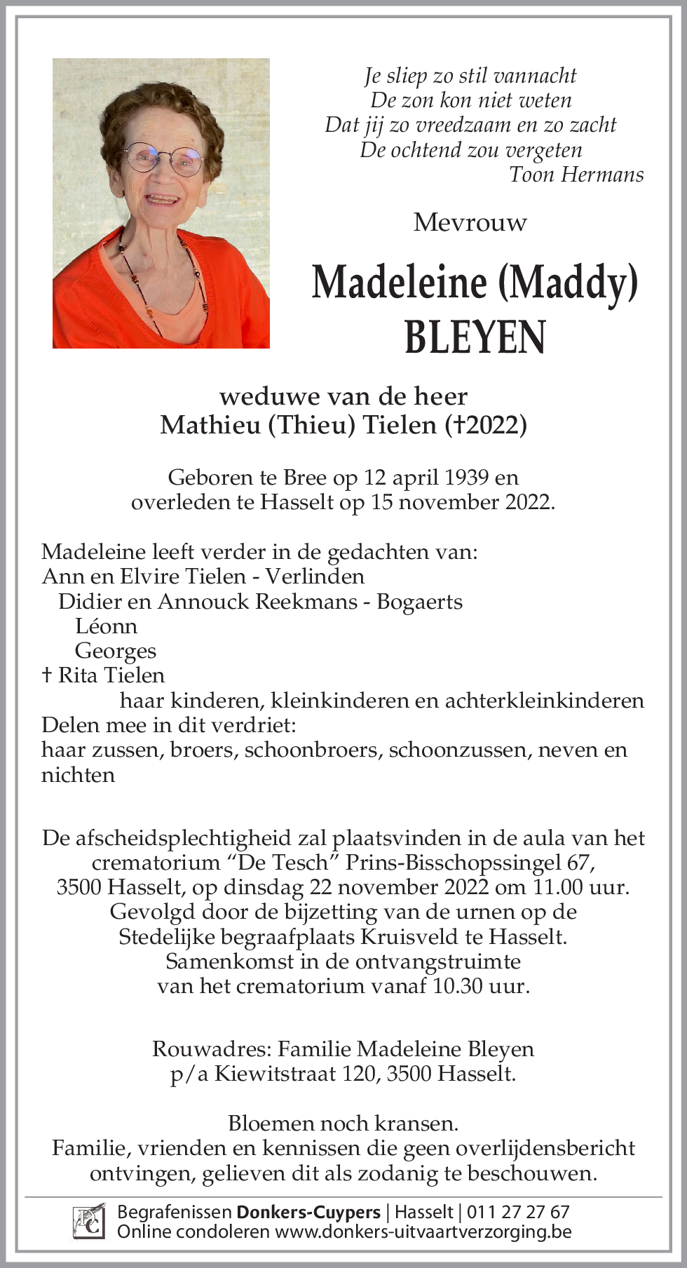 Madeleine (Maddy) Bleyen