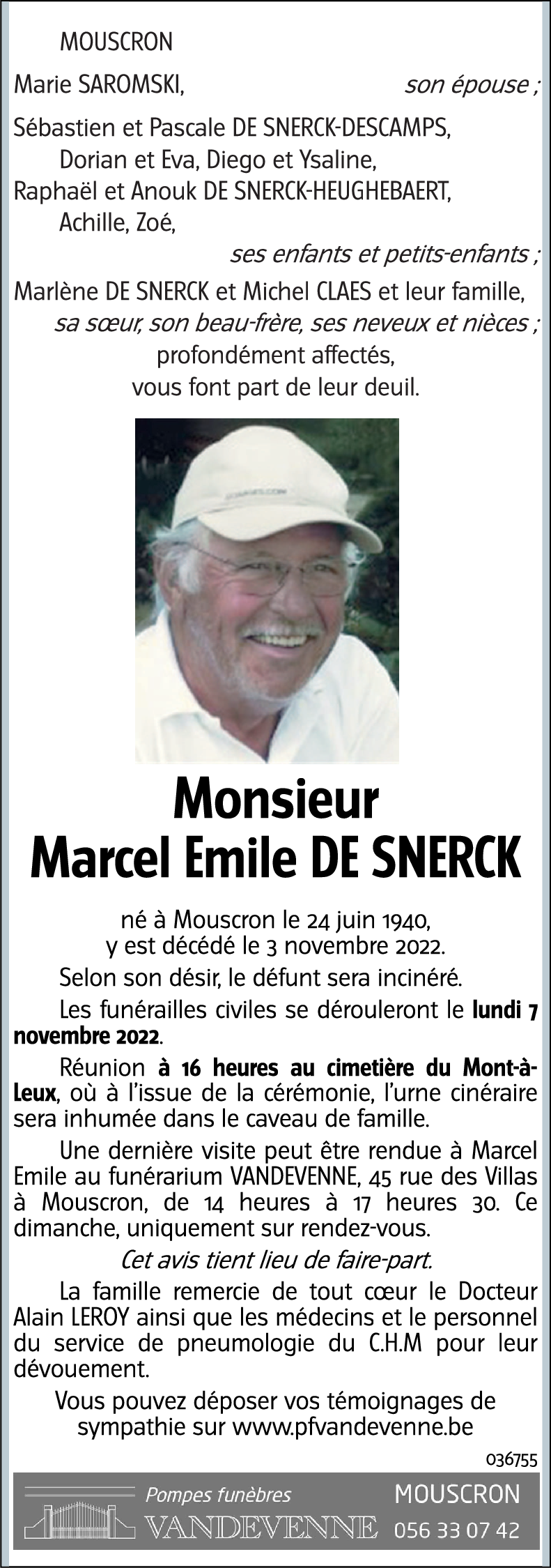 Marcel Emile DE SNERCK